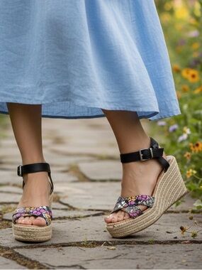 Sam Edelman Vaughn Floral Crossover Espadrille Wedge Sandal 11